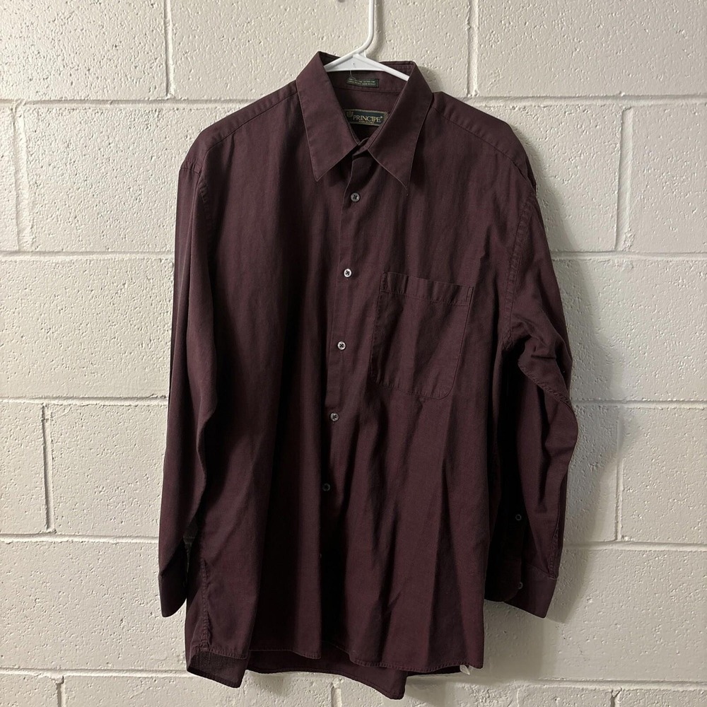 Principe Men's Button Up Shirt Long Sleeve Made In Italy Red Size 42-16 1/2